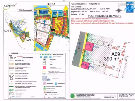 terrain 390 m² saint ave