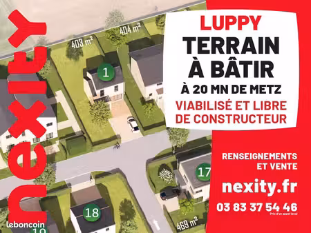 terrain constructible à luppy  de 403 m2  à 20 mn de metz