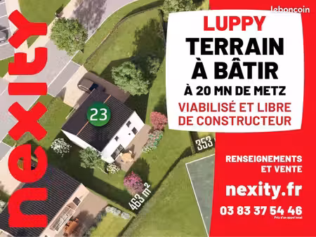 terrain constructible à luppy  de 463 m2  à 20 mn de metz