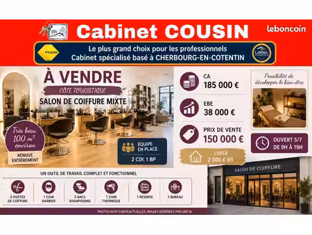 fonds de commerce coiffure 100 m²