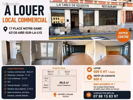 local commercial à louer – hyper-centre aire-sur-la-lys
