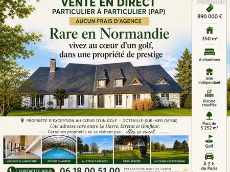 le havre - propriété d'exception au cœur d'un golf – octeville-sur-mer (76930)