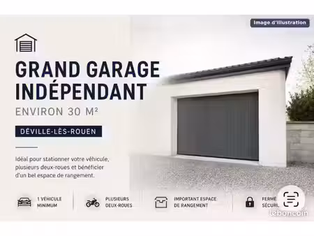 grand garage indépendant env. 33 m² – secteur résidentiel calme aux portes de rouen