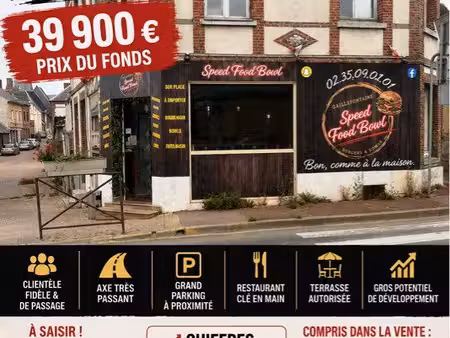 titre : fonds de commerce restaurant burgers & bowls – clé en main – gaillefontaine