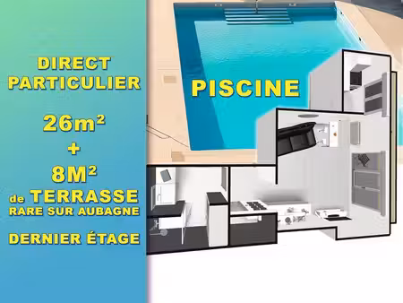 t1 - 26m2 + 8m2 de terrasse - direct particulier