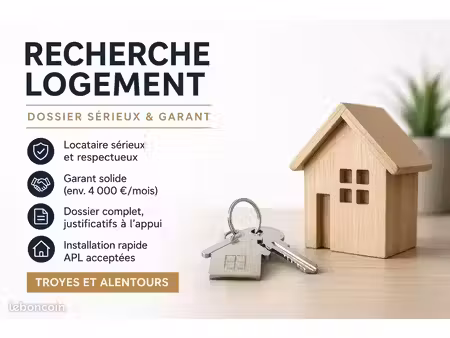 recherche logement – dossier sérieux avec garant – troyes et alentours
