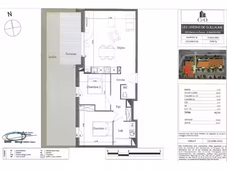 appartement 3 pièces 65 m²