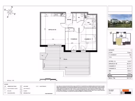 sciez - appartement t3 - 63.98m²