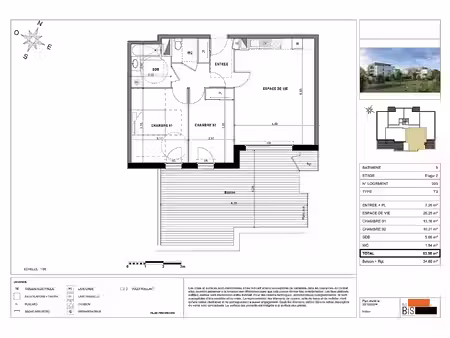 sciez - appartement t3 - 63.98m²