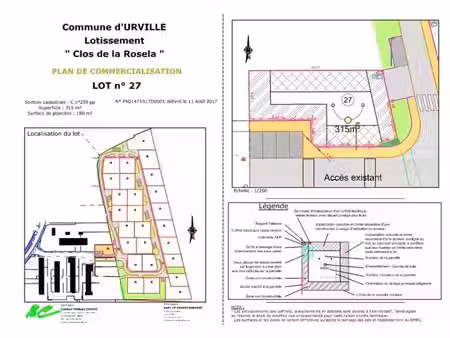 vente terrain 315 m² urville (14190)