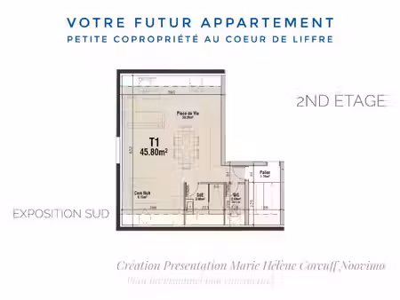 t1 rénové 45 8 m2 hyper centre de liffré pré-commercia