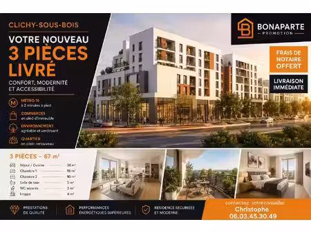 vente appartement 2 pièces 67 m² clichy-sous-bois (93390)