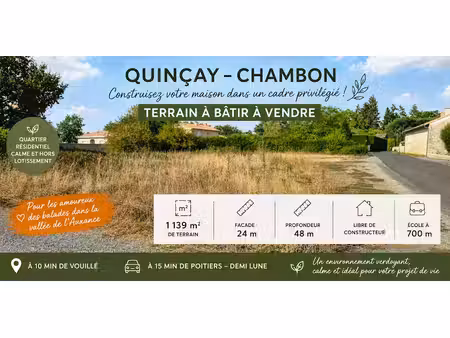 vente terrain 1139 m² à quinçay (86190)  105 232 €