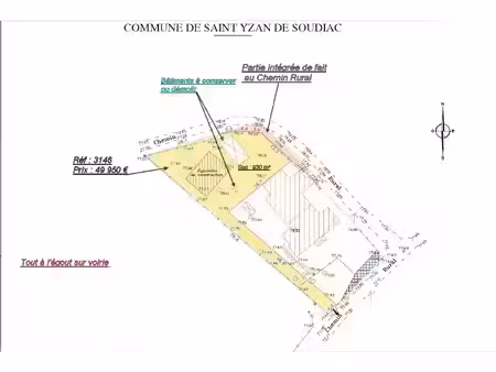 vente terrain 930 m² saint-yzan-de-soudiac (33920)