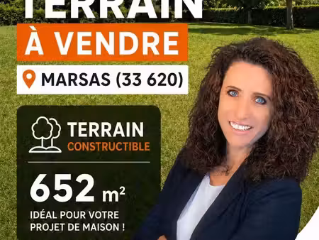 vente terrain 652 m² marsas (33620)