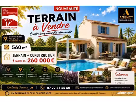 terrain 560 m² cabannes