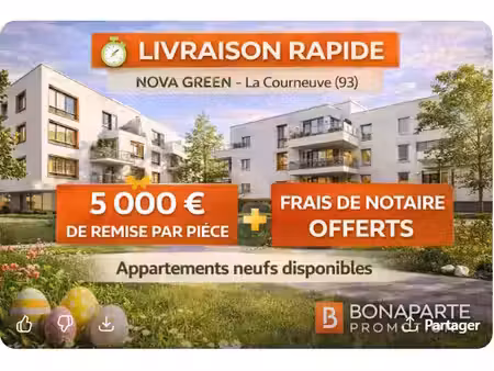 vente appartement 3 pièces 65 m² à la courneuve (93120)  253 146 €