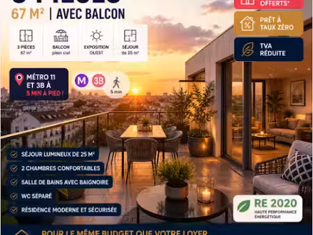 vente appartement 3 pièces 67 m² à les lilas (93260)  525 000 €