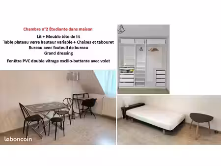 2 chambres étudiantes avec cuisine aménagée équipée  salle d’eau et wc à usage exclusif de