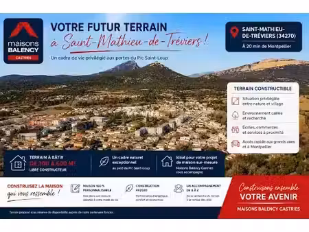 vente terrain 200 m² à saint-mathieu-de-tréviers (34270)  129 000 €