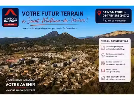 vente terrain 255 m² à saint-mathieu-de-tréviers (34270)  160 000 €