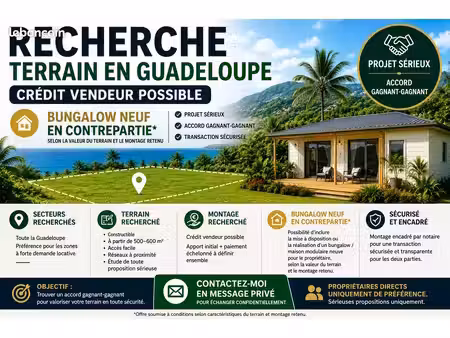 recherche terrain en guadeloupe – crédit vendeur possible