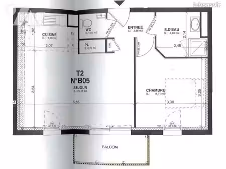 appartement 2 pièces 48 m²
