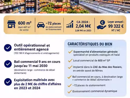fonds de commerce  supermarché 600 m² nimes