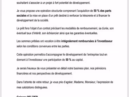 vend ou recherche associer fond de commerce