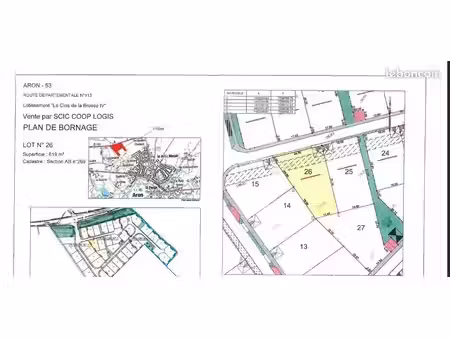 terrain 619 m² aron