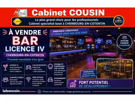 fonds de commerce bar  jeux cherbourg en cotentin