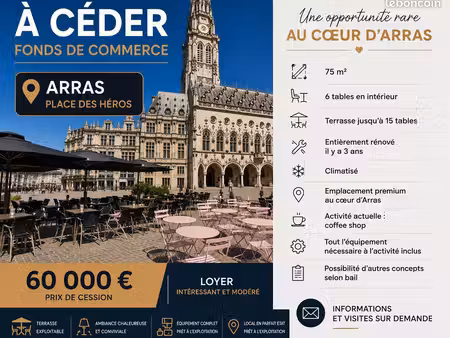 fonds de commerce 75 m² – place des héros – arras