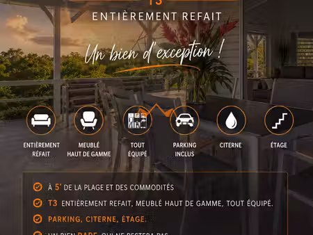 t3 meuble standing - 67 m2 bas du fort + citerne