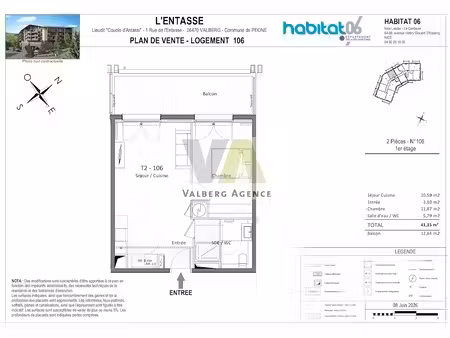 vente appartement 2 pièces 41 m² à valberg (06470)  313 790 €