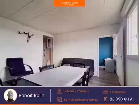 vente appartement 4 pièces 60 m² à le mans (72000)  83 990 €