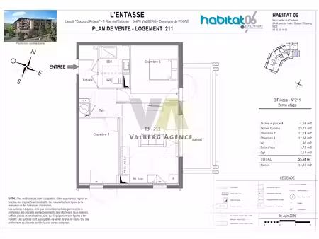 vente appartement 3 pièces 56 m² à valberg (06470)  449 257 €