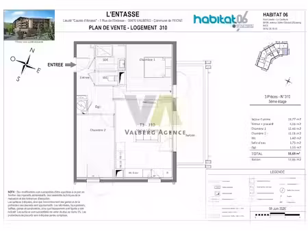 vente appartement 3 pièces 56 m² à valberg (06470)  453 398 €