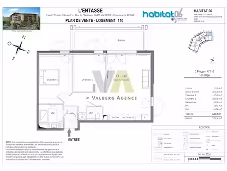 vente appartement 3 pièces 62 m² à valberg (06470)  465 033 €