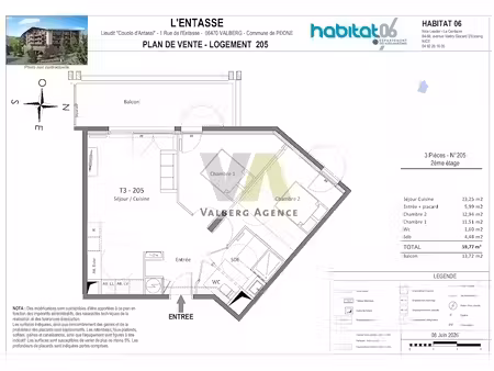 vente appartement 3 pièces 60 m² à valberg (06470)  479 981 €