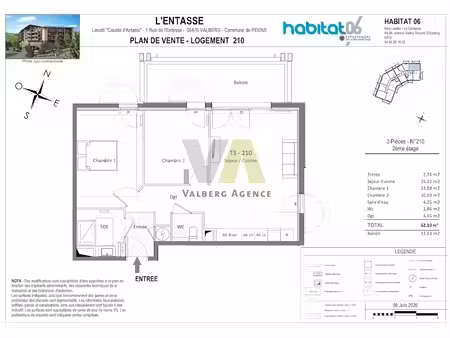 vente appartement 3 pièces 62 m² à valberg (06470)  488 246 €