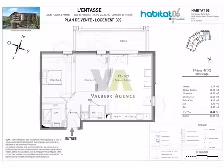 vente appartement 3 pièces 62 m² à valberg (06470)  492 865 €