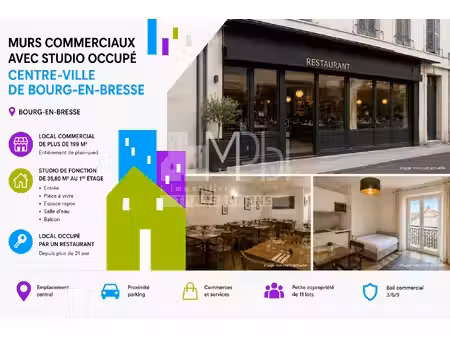 murs commerciaux accompagnés d'un studio de fonction