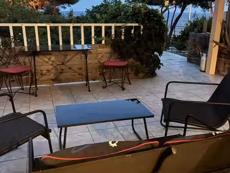 maison à louer t2 à sausset  les pins bord de la mer dans un grand jardin privé