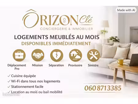 location meublée au mois – logement disponible immédiatement
