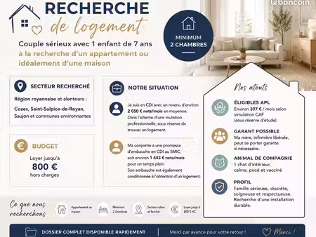 recherche d'un appartement ou maison