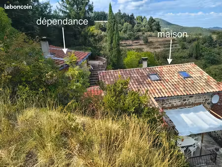 charmante maison en pierre 85 m² + dépendance 42 m² et jardin sous bois  divers fruitiers