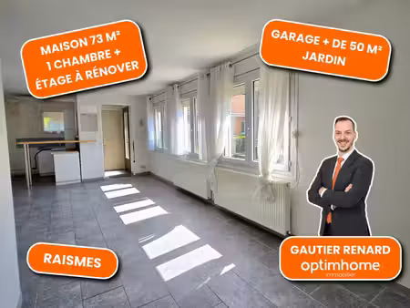 plain-pied semi-individuel 73 m²  garage  raismes / pinson – exclusivité