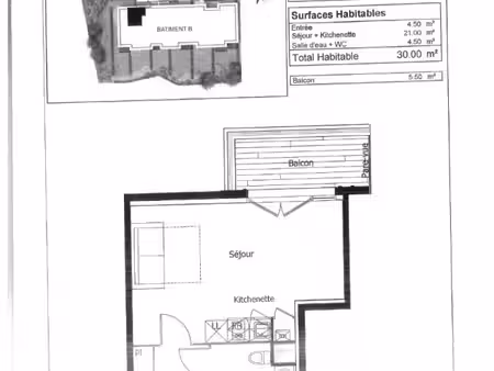 studio 1 pièce 30 m²