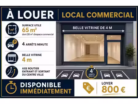 location commerce 2 pièces 65 m² à la roche-sur-yon (85000)