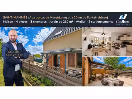aux portes de moret-sur-loing maison avec 3 chambres  jardin  stationnements